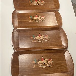 Vintage Hasko Wood Mid Century Horse Riding Lap Trays